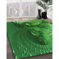 Patterned Deep Emerald Green Rug, pat1355grn