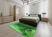 Patterned Deep Emerald Green Rug in a Bedroom, pat1355grn