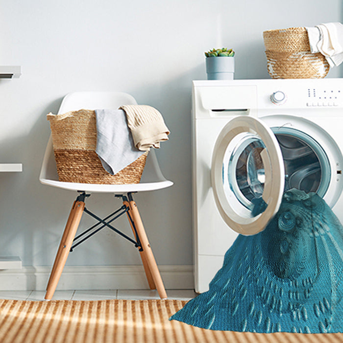 Machine Washable Transitional Teal Green Rug in a Washing Machine, wshpat1355lblu