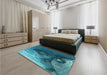 Patterned Teal Green Rug in a Bedroom, pat1355lblu