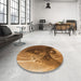 Round Patterned Red Brown Rug in a Office, pat1355org