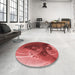 Round Patterned Red Rug in a Office, pat1355rd