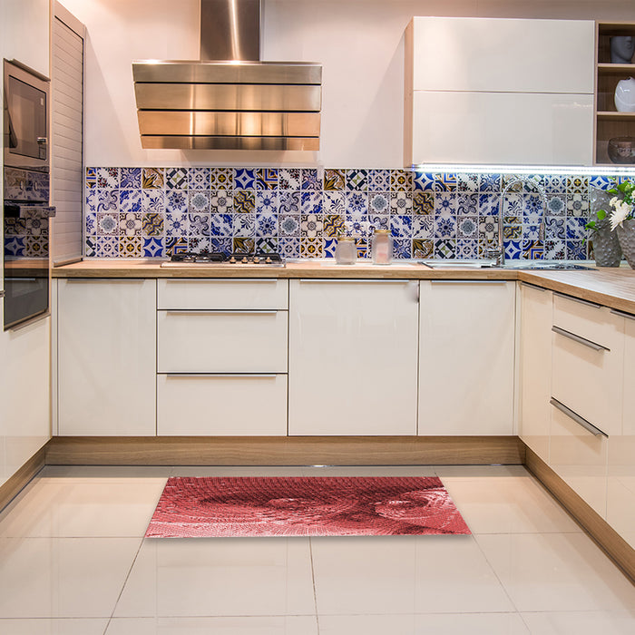 Patterned Red Rug in a Kitchen, pat1355rd