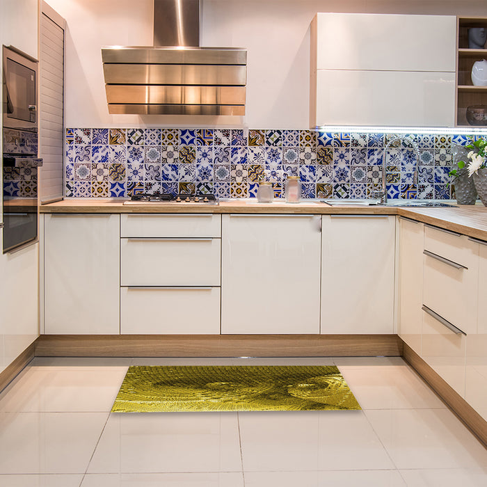 Patterned Orange Gold Rug in a Kitchen, pat1355yw