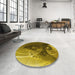 Round Patterned Orange Gold Rug in a Office, pat1355yw