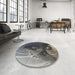 Round Patterned Dark Gray Novelty Rug in a Office, pat1355