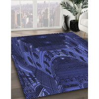 Patterned Night Blue Rug, pat1356blu