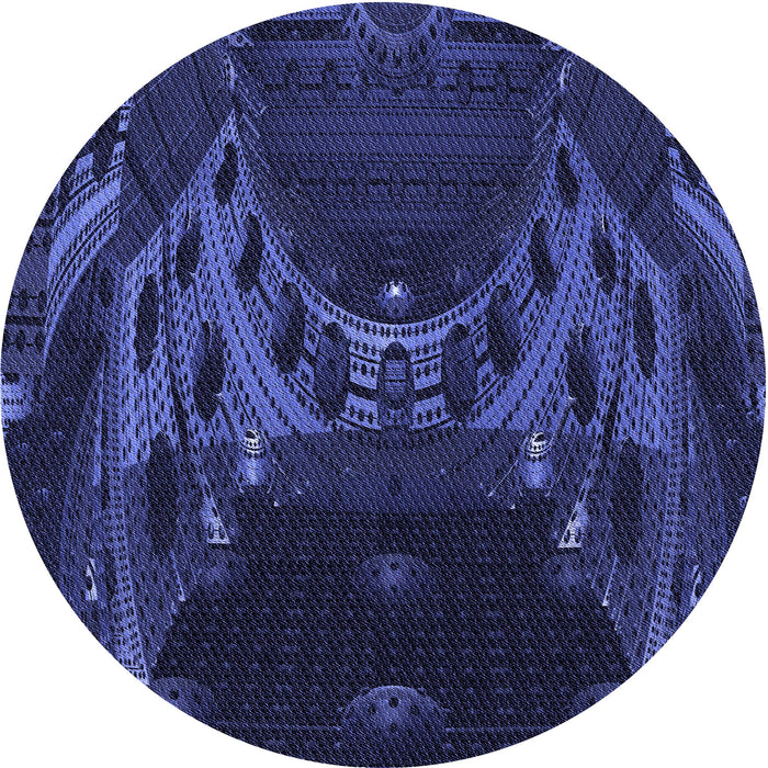 Square Patterned Night Blue Rug, pat1356blu
