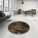 Round Patterned Red Brown Rug in a Office, pat1356brn