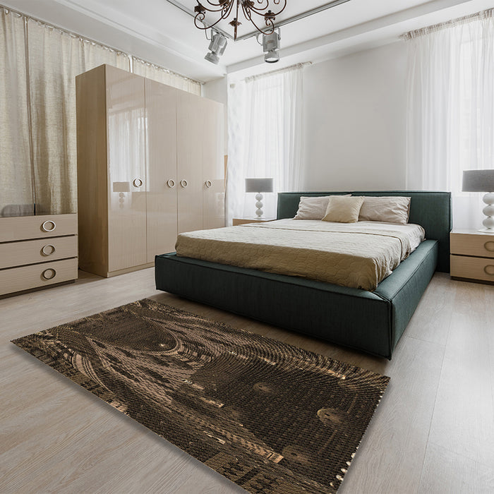 Patterned Red Brown Rug in a Bedroom, pat1356brn