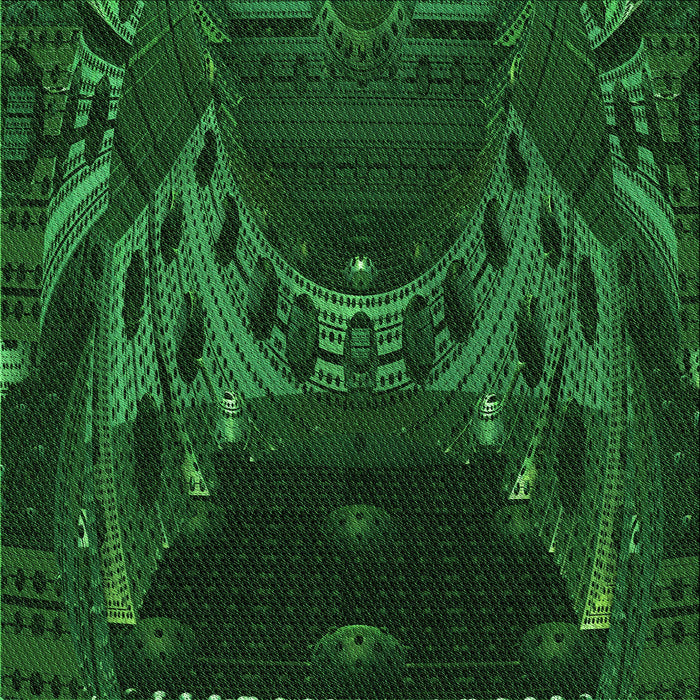 Round Patterned Dark Forest Green Rug, pat1356grn