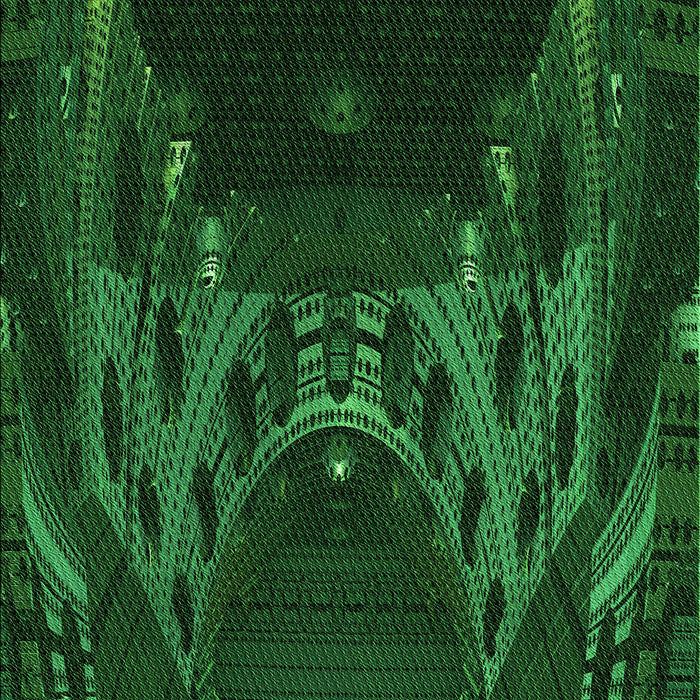 Machine Washable Transitional Dark Forest Green Rug, wshpat1356grn