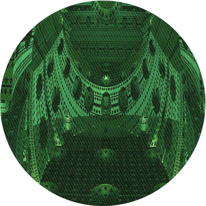 Square Patterned Dark Forest Green Rug, pat1356grn