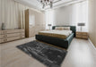 Patterned Carbon Gray Rug in a Bedroom, pat1356gry