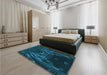 Patterned Blue Rug in a Bedroom, pat1356lblu