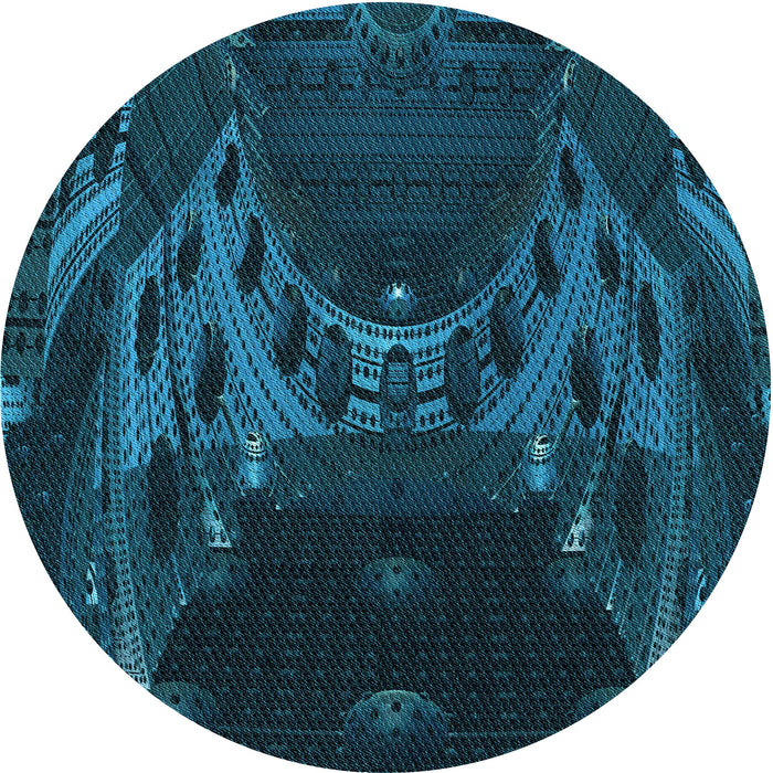 Square Patterned Blue Rug, pat1356lblu