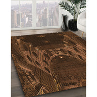 Patterned Mahogany Brown Rug, pat1356org