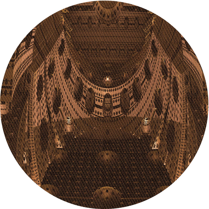 Square Patterned Mahogany Brown Rug, pat1356org