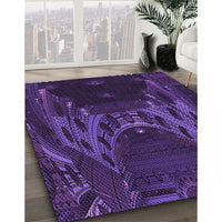 Patterned Midnight Blue Rug, pat1356pur