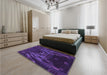 Patterned Midnight Blue Rug in a Bedroom, pat1356pur