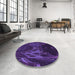 Round Patterned Midnight Blue Rug in a Office, pat1356pur