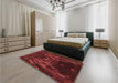 Patterned Red Rug in a Bedroom, pat1356rd