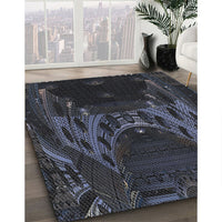 Patterned Mist Blue Novelty Rug, pat1356