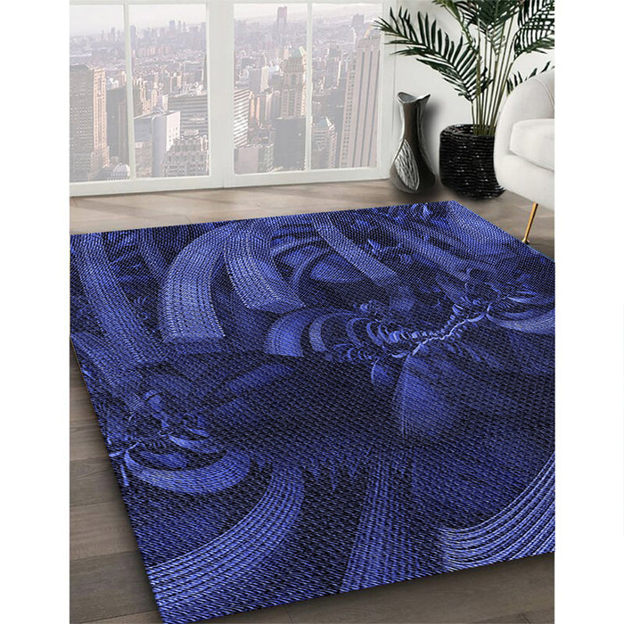 Machine Washable Transitional Blue Rug in a Family Room, wshpat1357blu