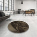 Round Patterned Midnight Gray Rug in a Office, pat1357brn