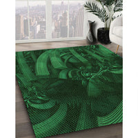 Patterned Dark Forest Green Rug, pat1357grn