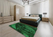 Patterned Dark Forest Green Rug in a Bedroom, pat1357grn