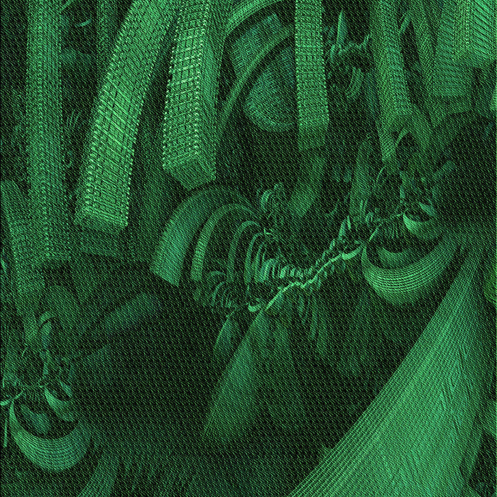 Machine Washable Transitional Dark Forest Green Rug, wshpat1357grn