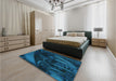 Patterned Deep-Sea Blue Rug in a Bedroom, pat1357lblu