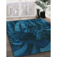 Patterned Deep-Sea Blue Rug, pat1357lblu