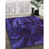 Patterned Midnight Blue Rug, pat1357pur