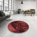 Round Patterned Red Rug in a Office, pat1357rd