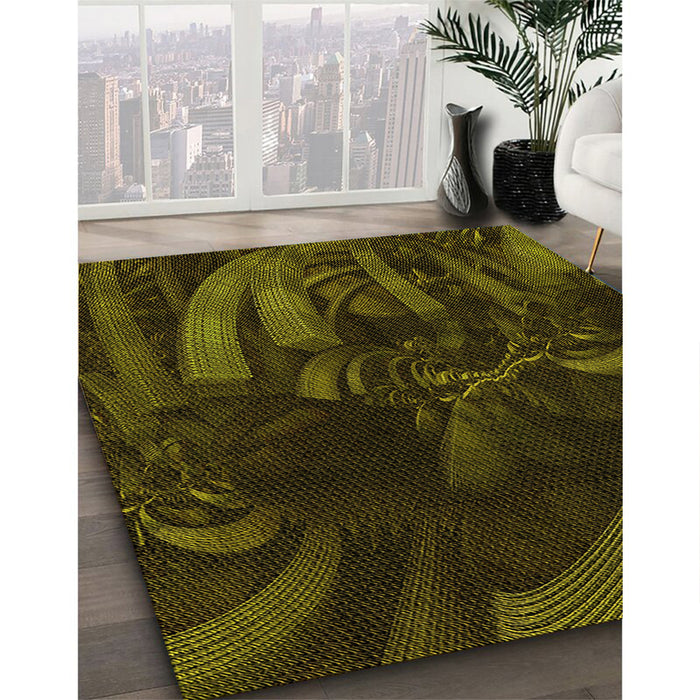 Patterned Black Brown Rug in Family Room, pat1357yw
