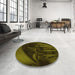 Round Patterned Black Brown Rug in a Office, pat1357yw