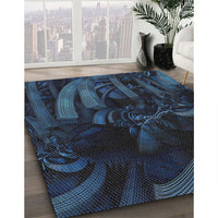 Patterned Blue Novelty Rug, pat1357