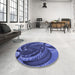 Round Patterned Light Slate Blue Rug in a Office, pat1358blu