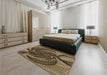 Patterned Copper Brown Rug in a Bedroom, pat1358brn