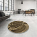 Round Patterned Copper Brown Rug in a Office, pat1358brn