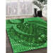 Patterned Deep Emerald Green Rug in Family Room, pat1358grn