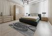 Patterned Dark Gray Black Rug in a Bedroom, pat1358gry