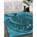 Machine Washable Transitional Dark Turquoise Green Rug in a Family Room, wshpat1358lblu