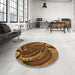 Round Patterned Red Brown Rug in a Office, pat1358org