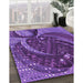 Patterned Bright Purple Rug in Family Room, pat1358pur