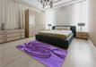 Patterned Bright Purple Rug in a Bedroom, pat1358pur