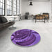 Round Patterned Bright Purple Rug in a Office, pat1358pur