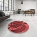 Round Patterned Orange Rug in a Office, pat1358rd